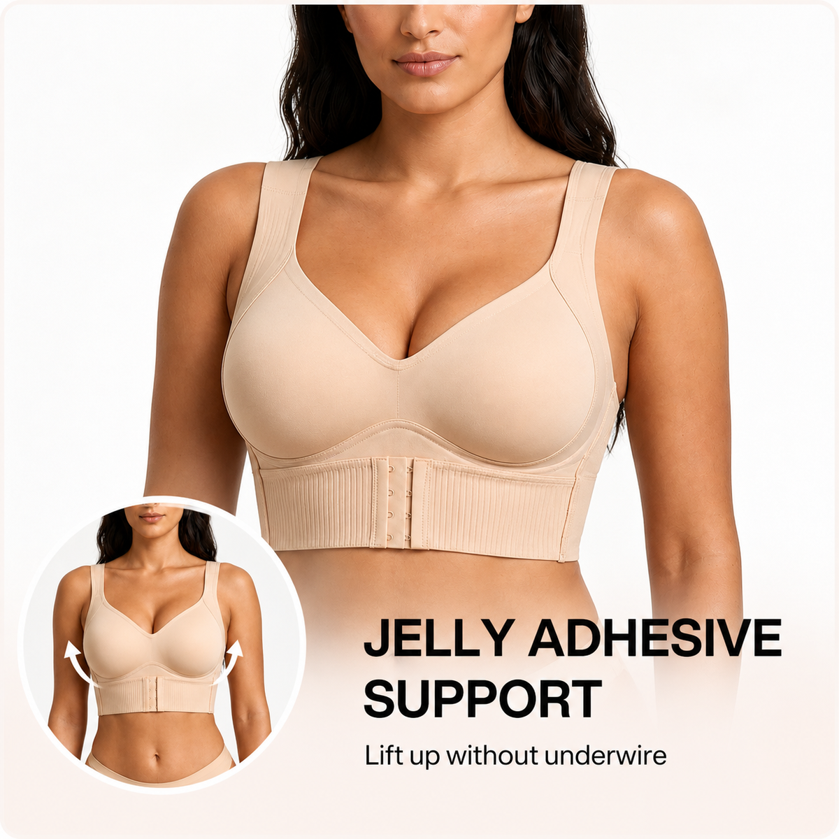 Infographic: the moulded wire-free cup of the nude Sollevia bra